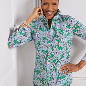 Talbots Non-Iron Perfect Shirt Ditsy Bundle Print Button-Up Spring Plus Sz 16